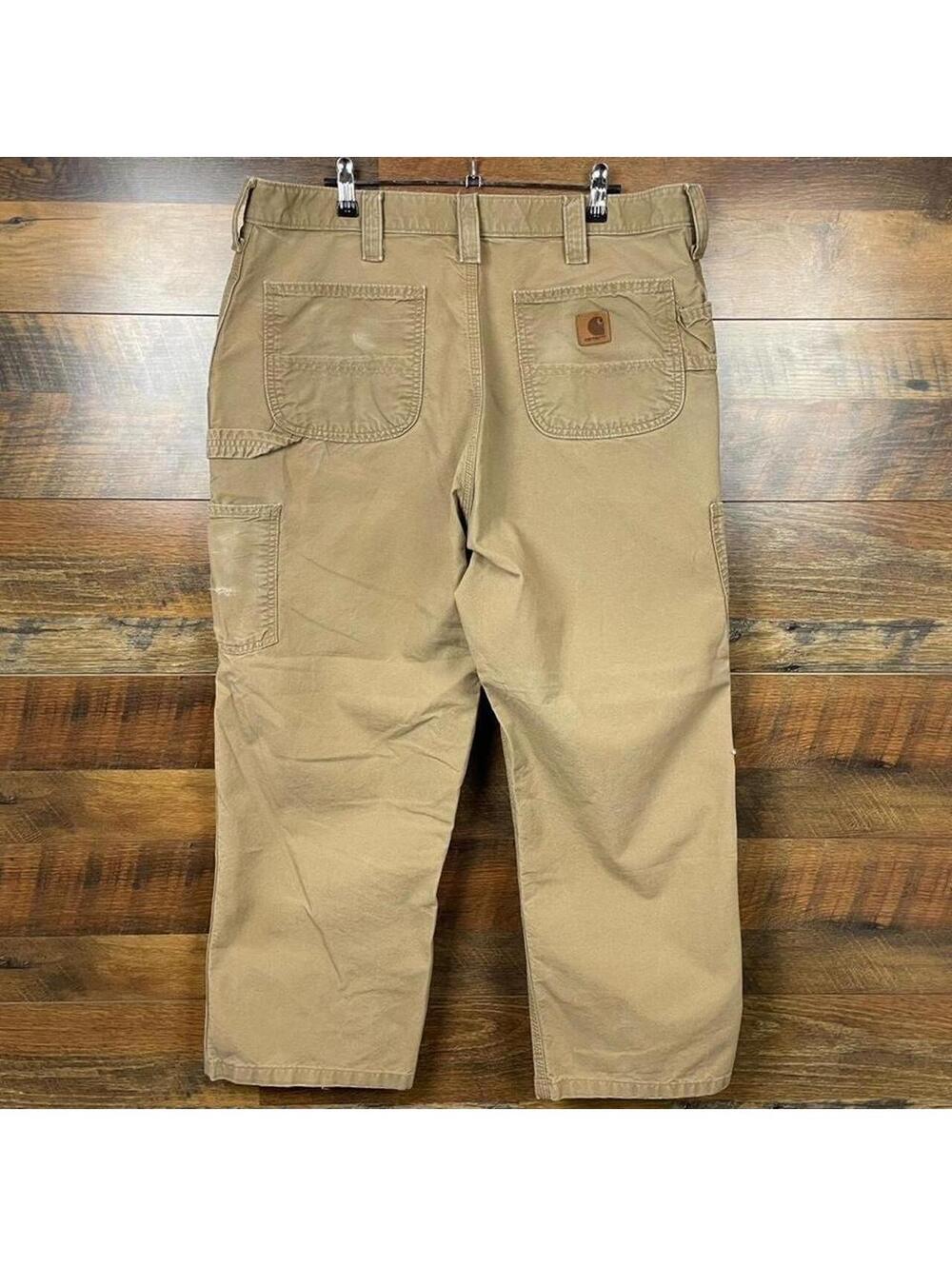 Y2K Carhartt Carpenter Pants Mens 38x32 Tan Loose Fit B151 DKH